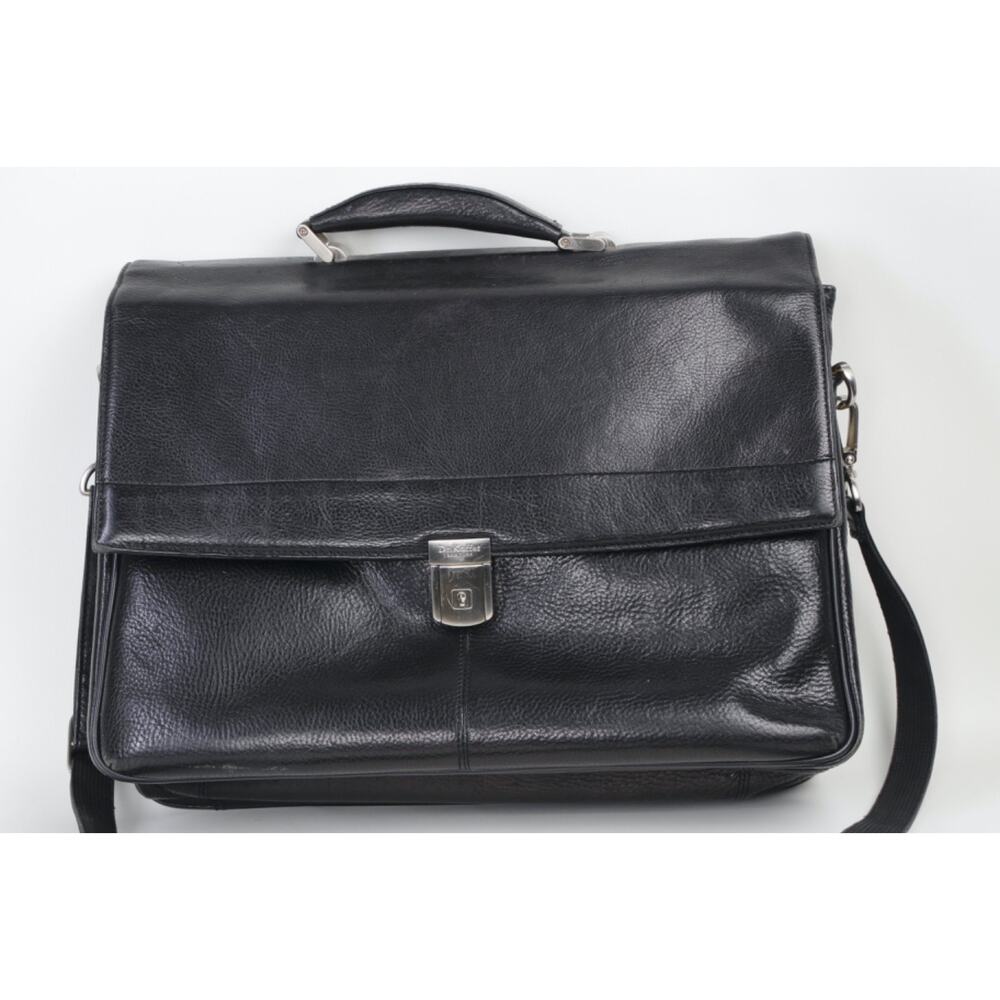 Vintage Dr. Koffer Briefcase Black Leather Laptop Bag Messenger Satchel Business